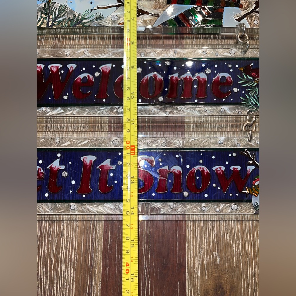 AMIA Christmas Stained Glass Snowmen Welcome, Let it Snow‎ Sign - Picture 3 of 9